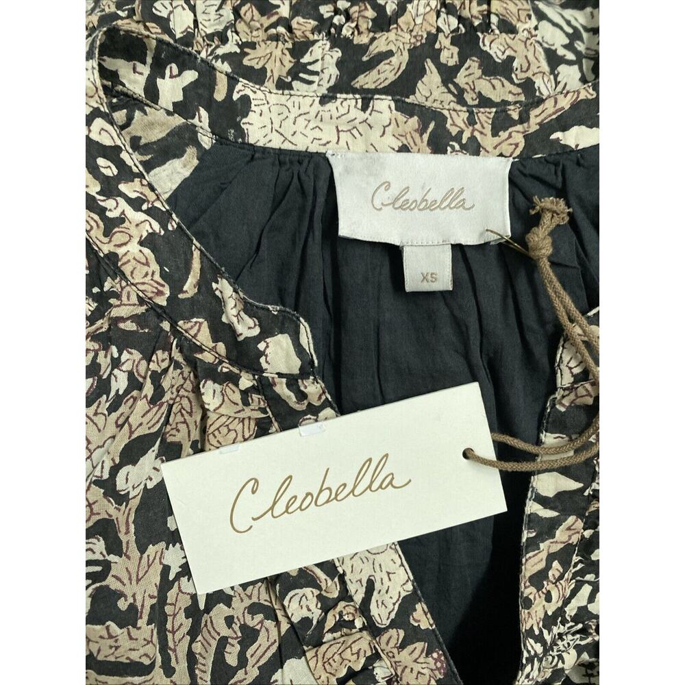 NWT Cleobella Mylah Mini Dress Brown Black Long Sleeve Cotton Tassel But… - Picture 6 of 7